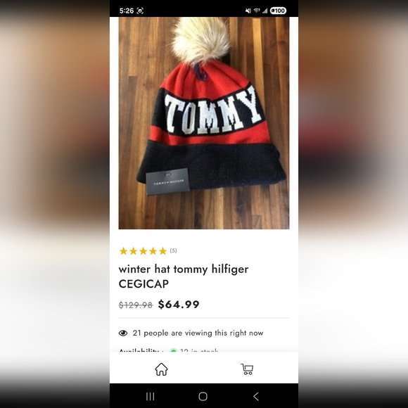 Tommy Hilfiger pom pom hat. (Matches the jacket I've listed). - Picture 6 of 6